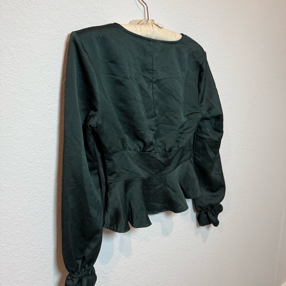 Express Emerald Satin Blouse - Picture 3 of 3